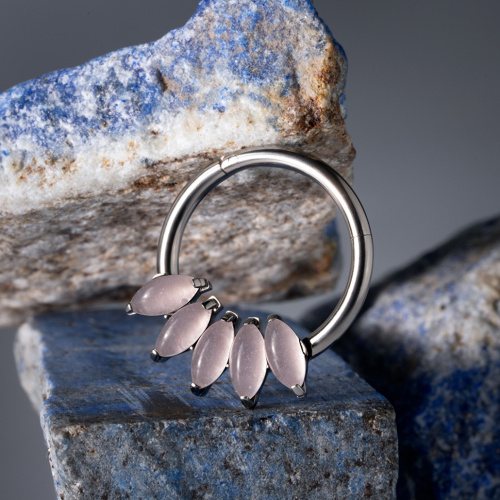 Кольцо-кликер 5K Iris Rose Quartz 1.2 мм (16 G) фото 4